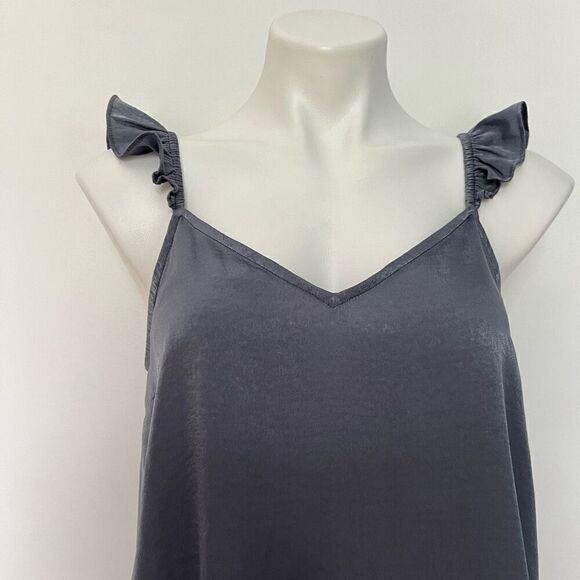 L C Lauren Conrad satin ruffle strap tank top - Picture 2 of 7